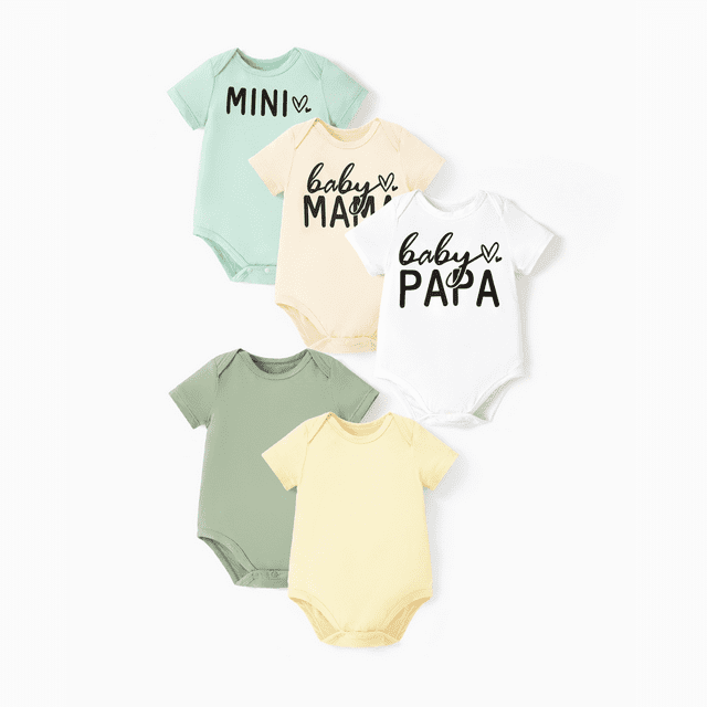 PatPat Bambou Lot de 5 Barboteuse Décontractée pour Bébé Garçon/fille