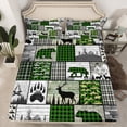 thumbnail image 2 of Manfei Wild Moose Wolf Full Size Sheets,Jungle Animal Bed Sheets,Green Patchwork Plaid Sheet Sets For Kids,Super Cozy Room Decor,4pcs, 2 of 7