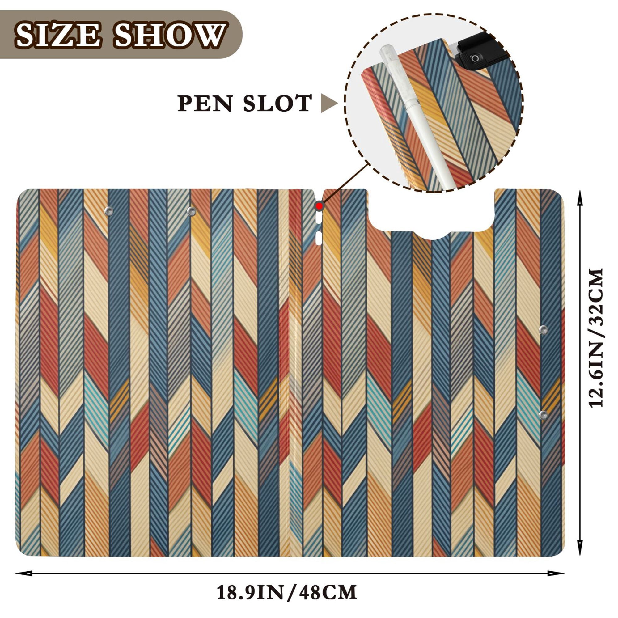 FORMRS A4 Clipboard Folder with Pen Holder Horizontal Foldable School Office Binder, Beige Geometric