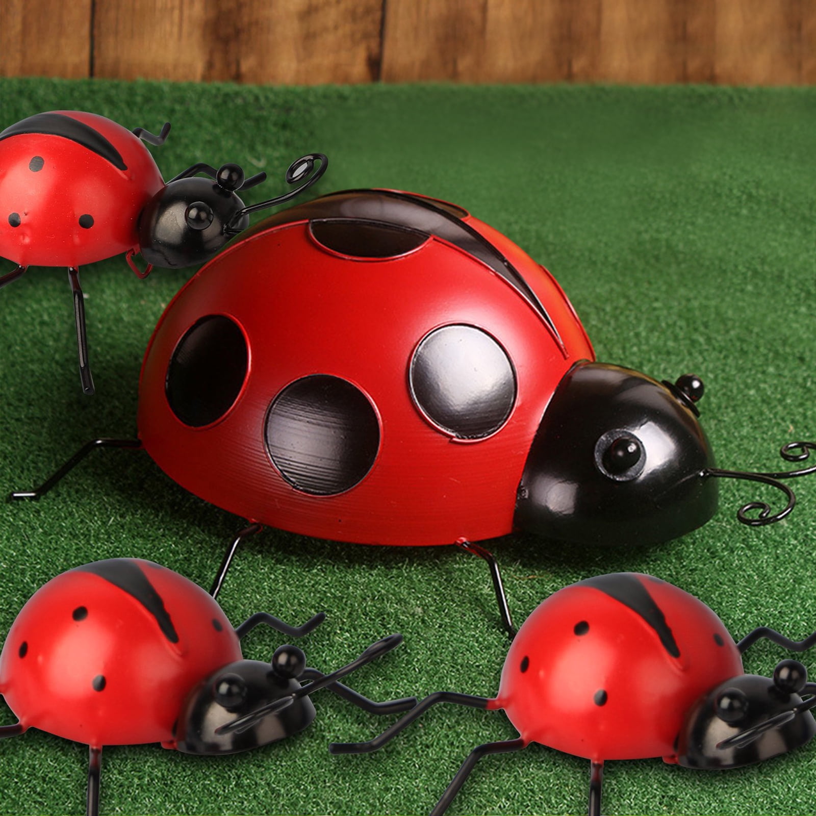 EEEkit 4pcs Metal Ladybugs Wall Decor, Cute Ladybugs for Outdoor Garden