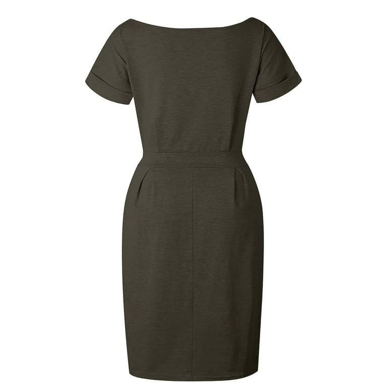 white christmas dresses Cabana Cotton Spandex Notch Neck Shift Dress- KS4-2111 XL main image 0