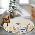 thumbnail image 4 of Area Rug 48in, Colorful Lavender Daisy on Linen Floor Carpet Living Room Rug, Summer Flower Butterfly Non-Slip Welcome Mat Indoor Rugs for Bedroom Dining Room, 4 of 9
