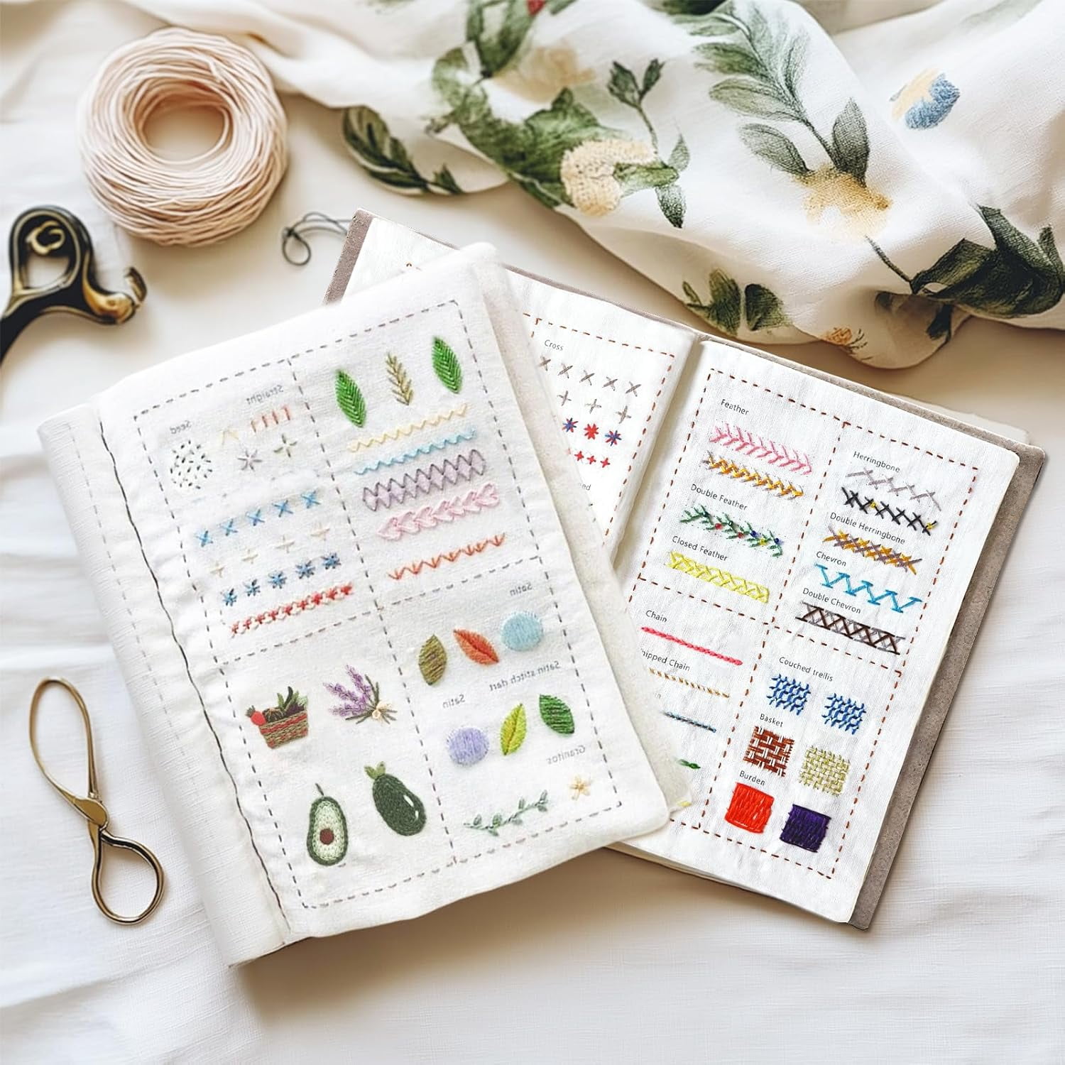 Embroidery Stitch Book Kit for Beginners - Complete DIY Embroidery Kit with Patterns, Tools, Video Tutorials, Ideal for Craft Lovers & Handmade Gift