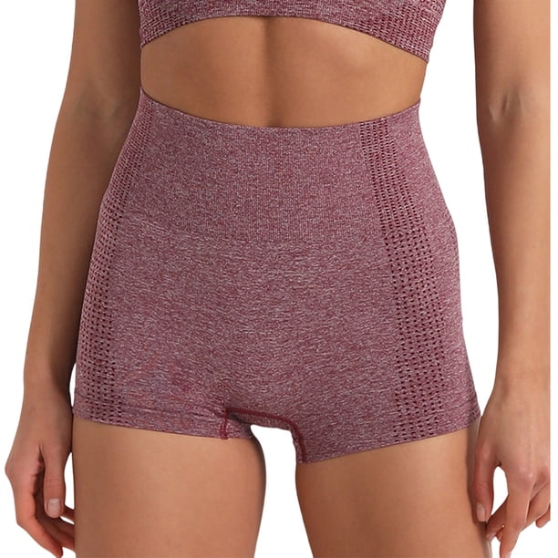 Gimnasio Yoga Deportes Cintura alta Empuje Pantalones cortos sin costuras Pantalones de levantamiento de cadera sexy Entrenamiento femenino Prendas para la parte inferior del cuerpo Vino Tinto L Guardurnaity AP018979-03