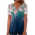 thumbnail image 1 of Camisetas con estampado floral con cuello en V para mujer Blusas femeninas cómodas de encaje con estilo Tops OAVQHLG3B Store lin121212, 1 of 5