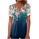 thumbnail image 2 of ICHUANYI Clearance Women V-neck Floral Print T- Fashion Lace Comfortable Female Blouses Tops(Green, S) ICHUANYI WER2023081013482, 2 of 5