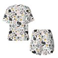 thumbnail image 6 of Wukai Puppy Print Women's Pajama Set - Short-Sleeve Top and Shorts with Elastic Waistband and Pockets for Loungewear, Yoga, and Casual Wear-Large, 6 of 8