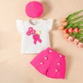 thumbnail image 5 of TOWED22 Toddler Baby Girl Clothes Knit Floral Fly Sleeve Tops Shorts Cute Summer Spring Outfits Infant Clothing Set(Blazer,9-12 M), 5 of 9