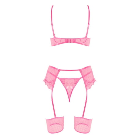 

Aayomet Lingerie Women Lady Metal Button Lingerie Set High Waist Sleepwear Bra And Panty Two Piece Nightwear Hot Pink S