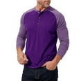 thumbnail image 2 of Lovzfmll Chandail Vintage à Boutons Raglan pour Hommes, Col Rond, Manches Longues, Contraste pour Style Violet, P, 2 of 5