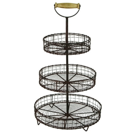 Tiered Basket Treasure Gurus Antique Style Metal Wire 3 Tier Rack Display Stand Basket Rustic Farmhouse Decor ()