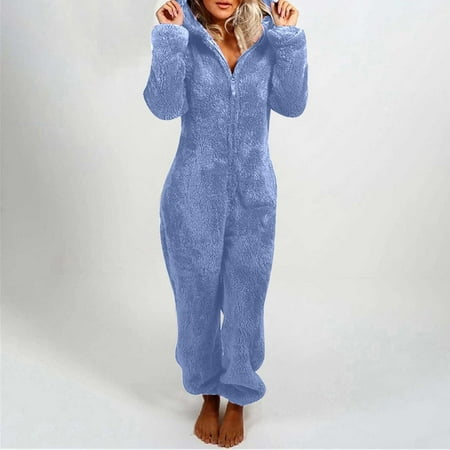 

Floleo Clearance Summer Womens Pant Women Long Sleeve Hooded Jumpsuit Pajamas Casual Winter Warm Rompe Sleepwear