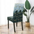 thumbnail image 3 of Chair Covers for Dining Room Set of 4, Spandex Stretch Dining Room Chair Cover, Removable Washable Kitchen Parsons Chair Covers Seat Slipcovers, Navy Cubes, 3 of 6