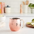 thumbnail image 6 of Oggi Set of 2 Hammered Stainless Steel Moscow Mule Mugs- 18oz Copper Plated Moscow Mule Cups w/EZ-Grip Handle, Cocktail Cart & Home Bar Accessories, Great Kitchen Gifts 18 oz Hammered (Set of 2), 6 of 9