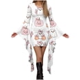 thumbnail image 2 of BaoFuBaoMei Womens Dresses for Halloween Plus Size Crew Neck Long Flared Sleeve Halloween Cute Ghost Pumpkin Print Dresses Irregular Hem Bodycon Party Dresses, 2 of 5