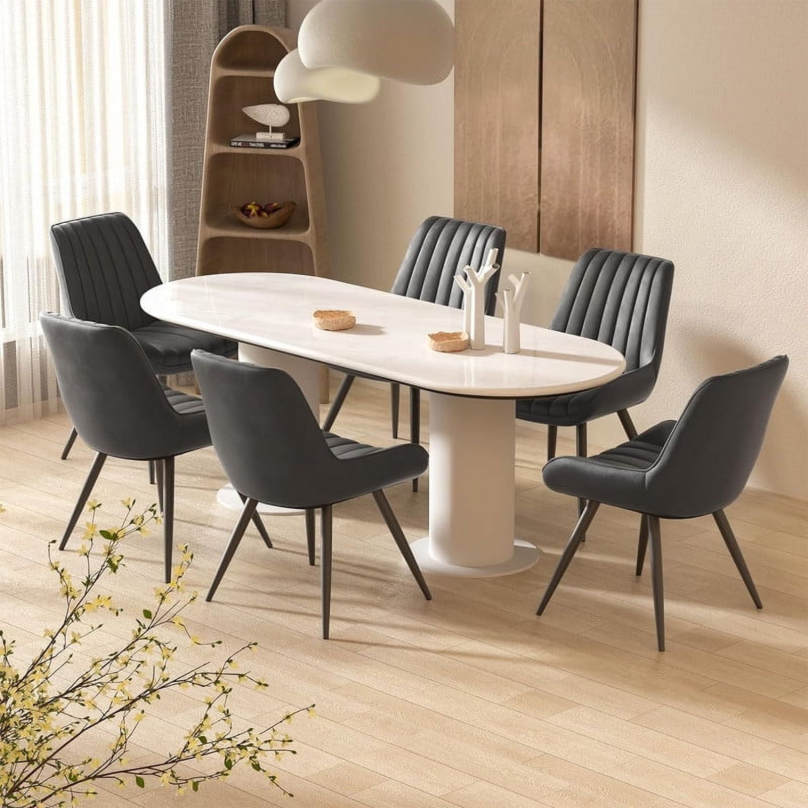 Hawsaiy Modern Upholstered Dining Chairs Set of 2, Comfy Kitchen Side Chairs with Thick Cushions & Metal Legs, Black