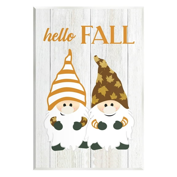 Stupell Industries Hello Fall Whimsical Gnomes Graphic Art Unframed Art Print Wall Art, Design by CAD Designs