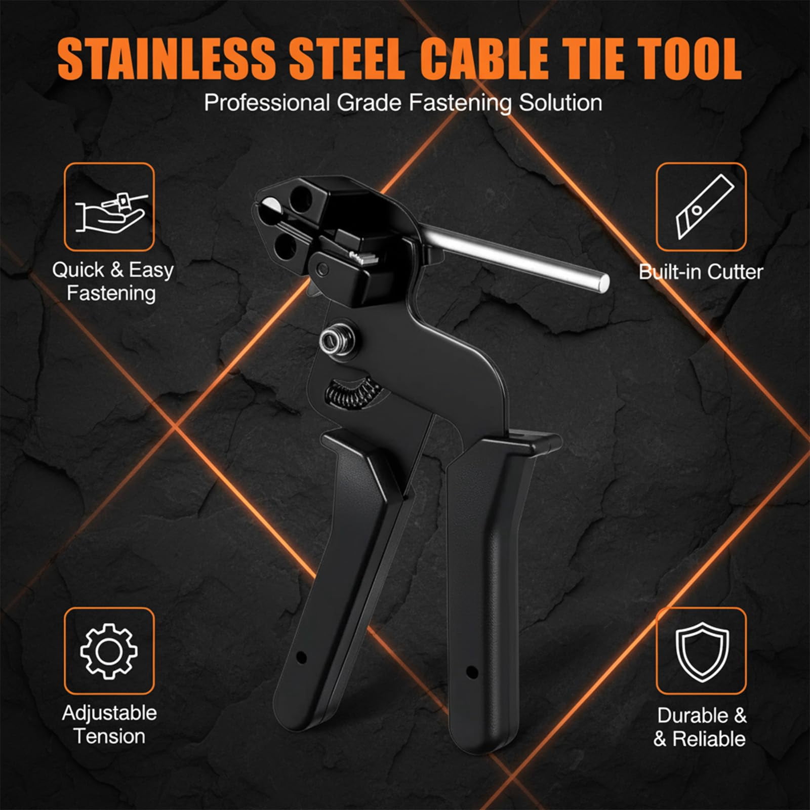 Stainless Steel Cable Tie Tool, Stainless Steel Cable Tie Gun Metal Zip Tie Tool for Fence Post Repair Kit