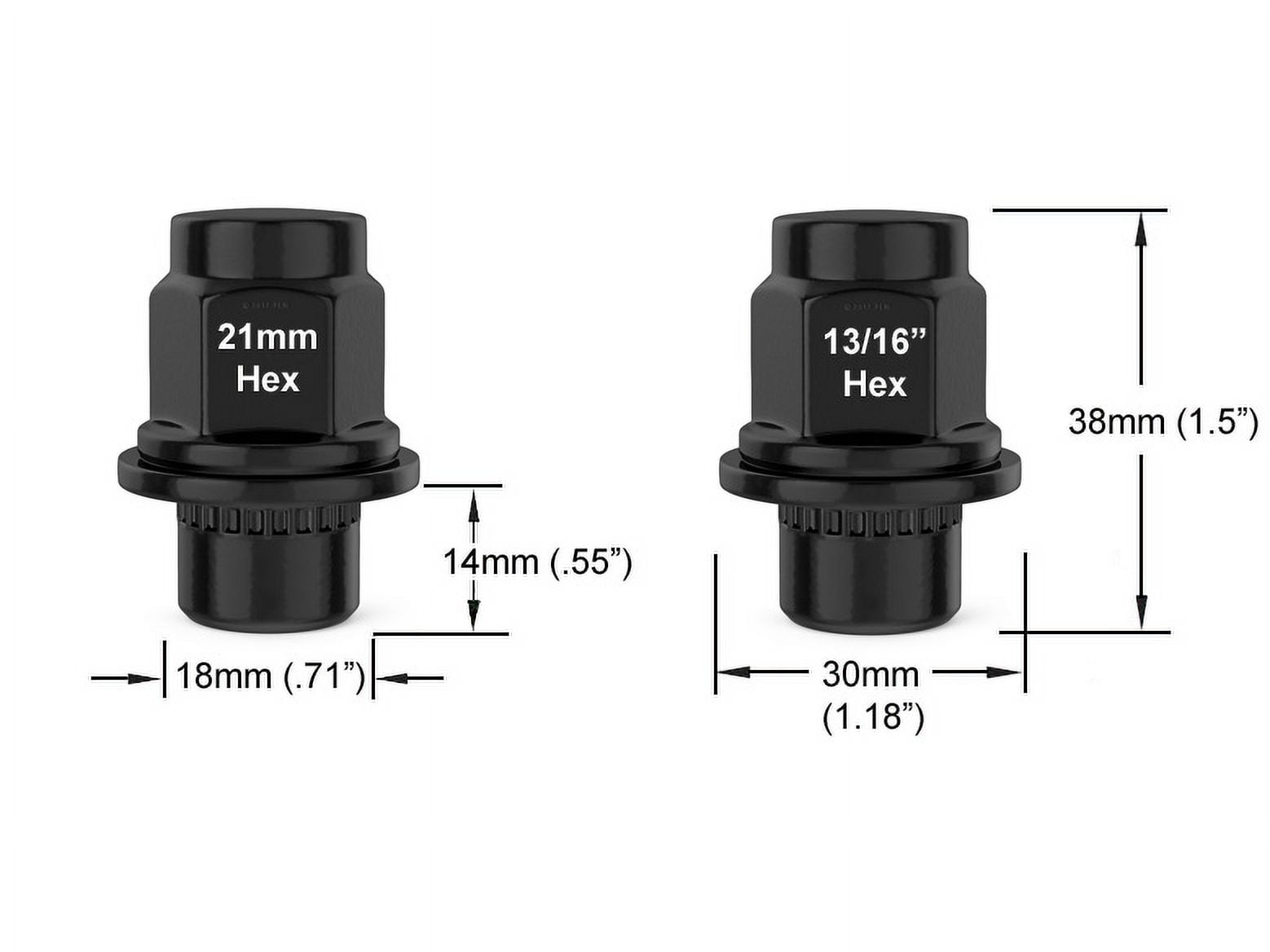 StanceMagic - 24pcs Black 12x1.5 Mag Style Lug Nuts - 1.5" Length - 21mm or 13/16" Hex - Compatible with 6Lug Lexus Toyota Mitsubishi Vehicles Trucks SUVs