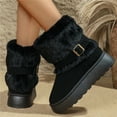 thumbnail image 6 of Viluyesy Womens Winter Snow Boots, Comfortable Soft Thick Sole Keep Warm Furry Collar Mid Calf Suede Boots Black US6.5, 6 of 6