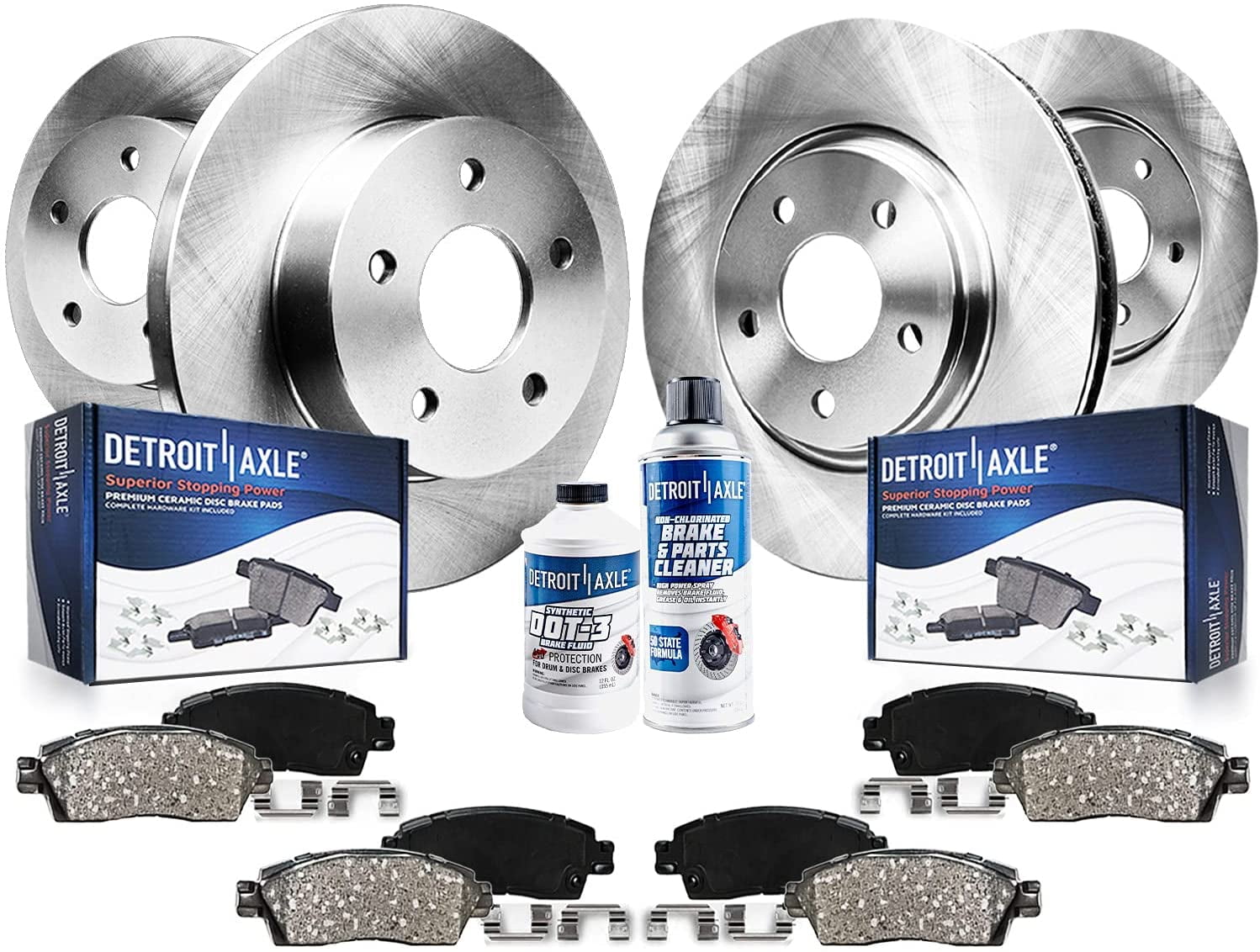 Front+Rear OE Disc Brake Rotors & Ceramic Pads For Mercedes Benz C250 C300 