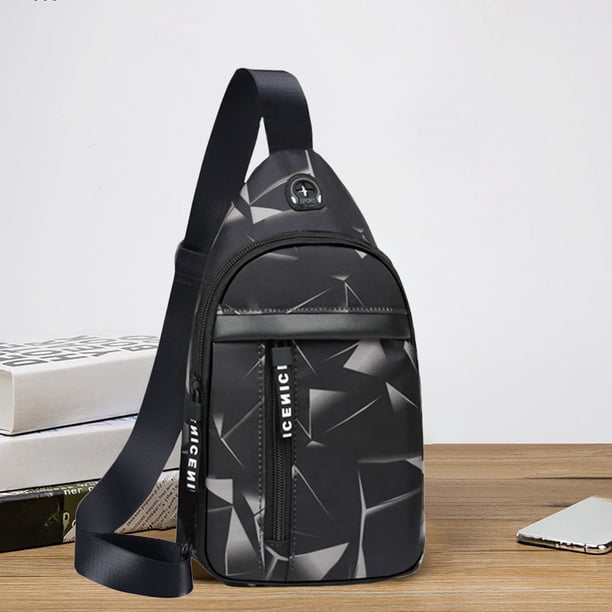 Bolso de Pecho para Hombre, Bandolera Cruzada, Organizador Tipo Bandolera con Puerto para Auriculares, Bolsa de Viaje Multifuncional, Cartera de Ocio y Negocios, 32 x 17 x 6 cm