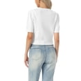 thumbnail image 3 of INSPIRE CHIC Summer Short Sleeve Cardigans Sweater Casual Cable Knit Button Down Crewneck Lightweight Sweater Tops XS White, 3 of 5