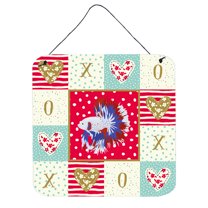 Comb Tail Betta Love Wall or Door Hanging Prints Red