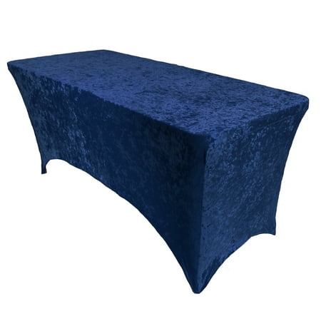 

Your Chair Covers - Velvet Spandex 8 Ft Rectangular Table Cover Navy Blue