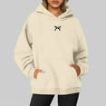 thumbnail image 2 of Women's Fashion Casual Hoodie with Elegant Bow Print and Convenient Front Pocket for Everyday Style, 2 of 5