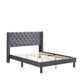 thumbnail image 3 of ASINMAK Queen Size Gray Velvet Upholstered Platform Bed Frame with Wingback Headboard, 3 of 14