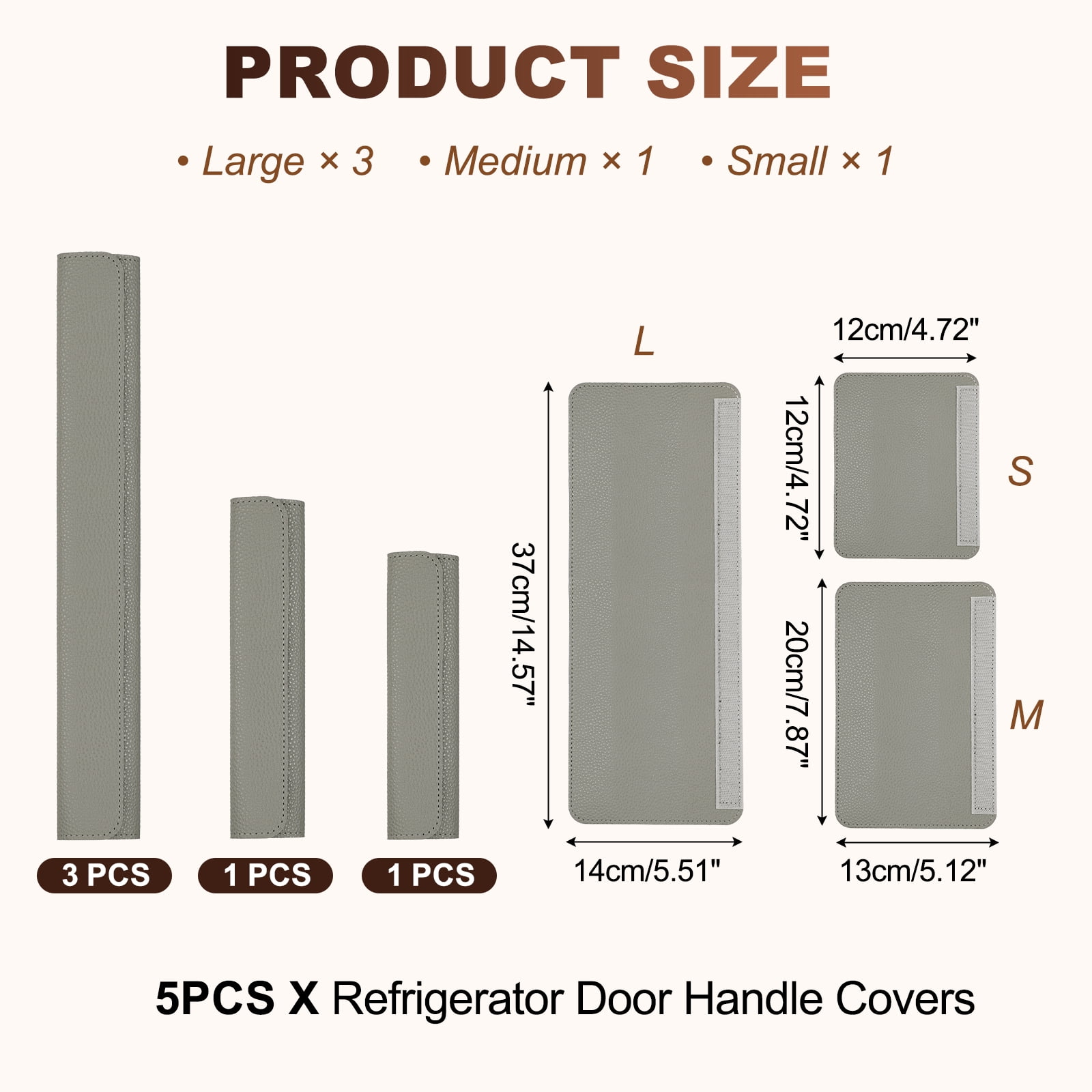 Uxcell 5Pcs Refrigerator Door Handle Covers, PU Leather Kitchen Appliance Handle Protector, Anti-Static Fridge Handle Cover Keep Your Microwave Oven Dishwasher Clean, Dark Gray