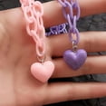 thumbnail image 4 of Women Candy Color Heart Pendant Single Double Layer Necklace Party Jewelry Gift, 4 of 8