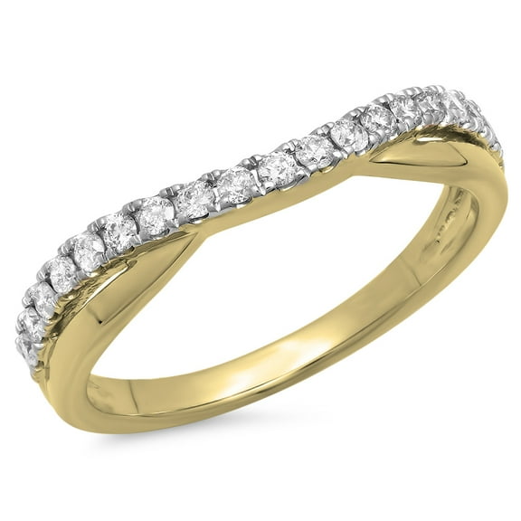 Dazzlingrock Collection 0.30 Carat (ctw) 10K Round White Diamond Ladies Wedding Guard Contour Band 1/3 CT, Yellow Gold, Size 4