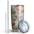 thumbnail image 3 of Gobelet 20oz avec Couvercle et Paille en Acier Inoxydable Rose Fleurs Roses Gobelet Isolé sous Vide pour Eau Café, Double Paroi Gobelet de Voyage Réutilisable pour Boissons Chaudes, 3 of 5