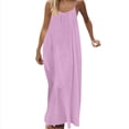 thumbnail image 5 of Lovzfmll Women's Loungewear Spaghetti Strap Low Back Crew Neck Sleeveless Solid Maxi Sundress, Loose Casual Vacation Dress Pink, M, 5 of 9
