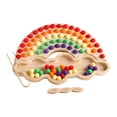 thumbnail image 1 of Color Sorting Stacking Toys Educational Montessori Wooden Rainbow Beads for Game 29cmx20cm A, 1 of 8