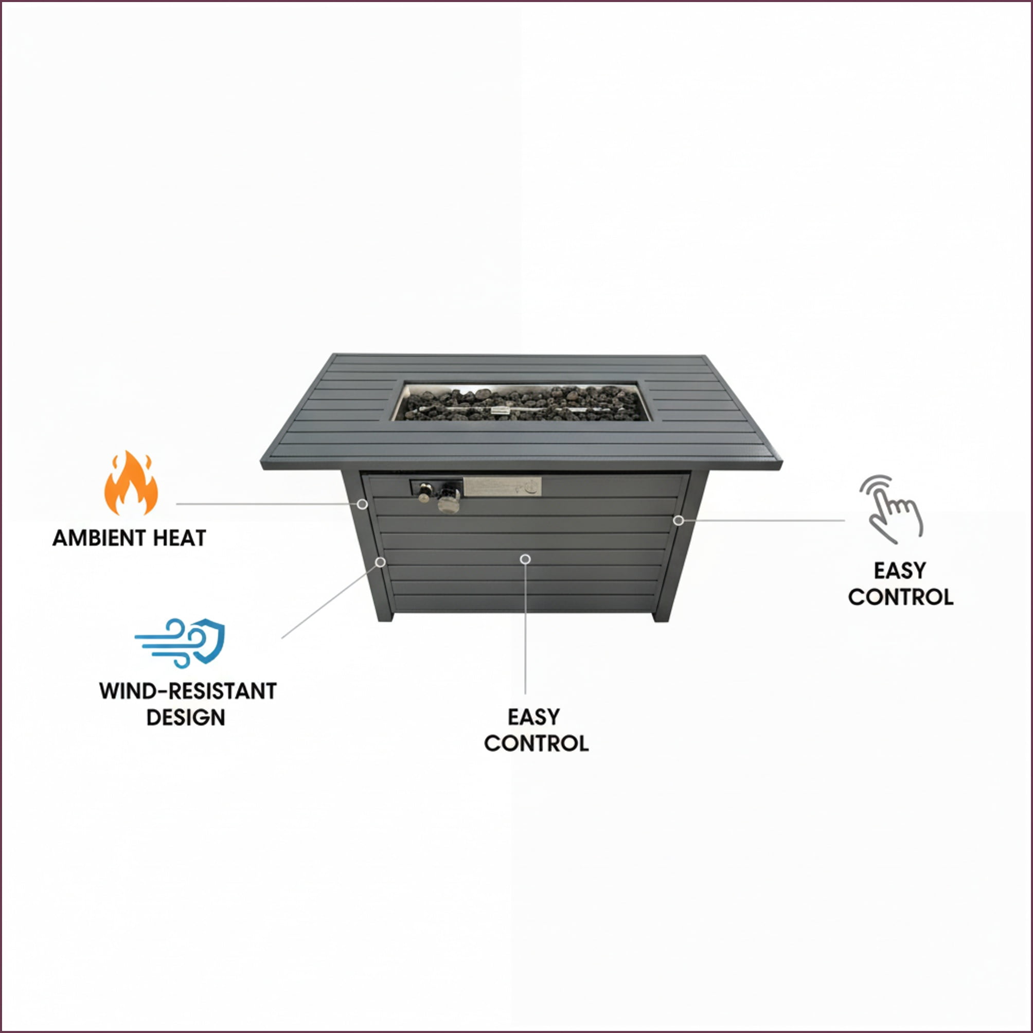 Outdoor Stoves | Estufas al Aire Libre | 42" Modern Off-White Fire Pit Table | For Patio Backyard | Steel