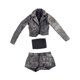 thumbnail image 5 of Conjunto de chaqueta corta, pantalones cortos y top de tubo a escala 1/6, accesorios portátiles y suaves para disfraces. Gris negro, 5 of 9