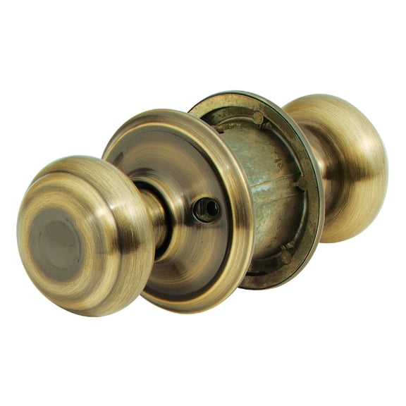 Schlage F10 V GEO 609 Georgian Door Knob, Hall & Closet Passage Lock, Antique Brass