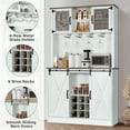 thumbnail image 3 of DreamCurship 72" Kitchen Pantry Storage Cabinet, Freestanding Cupboard Storage Buffet Hutch with Microwave Stand, Coffee Bar Cabinet with 9 Racks & 4 Row Wine Glass Holders, White, 3 of 7
