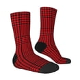 thumbnail image 2 of Goofa Red Black Houndstooth Printed Men's Crew Socks, Soft Durable Breathable Moisture-Wicking with Odor Control Cotton socks, 2 of 9