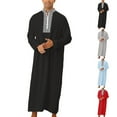 thumbnail image 4 of MYG Mens V Neck Long Sleeve Maxi Dress Full Length Casual Kaftan Robe Muslim Gown, 4 of 9