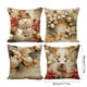 thumbnail image 2 of Juego de 4 fundas de almohada navideñas | Fundas de almohada con estampado navideño de Papá Noel | Fundas de cojín decorativas de poliéster de 45 x 45 cm para sofá cama y salón, 2 of 5