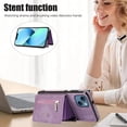 thumbnail image 3 of REQO Phone Case for iPhone 13 Mini Wallet Cover with Tempered Glass Screen Protector and Wrist Crossbody Strap Lanyard Credit Card Holder iPhone13mini i-Phone 13minicase i iPhone13 13mini Purple, 3 of 7