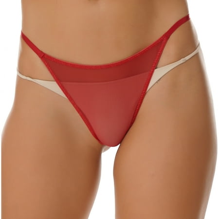 Eandarui Women s Low Rise G-string Thongs See-through Mesh Sheer Panties Mini Underwear Panty Briefs Red Mesh S