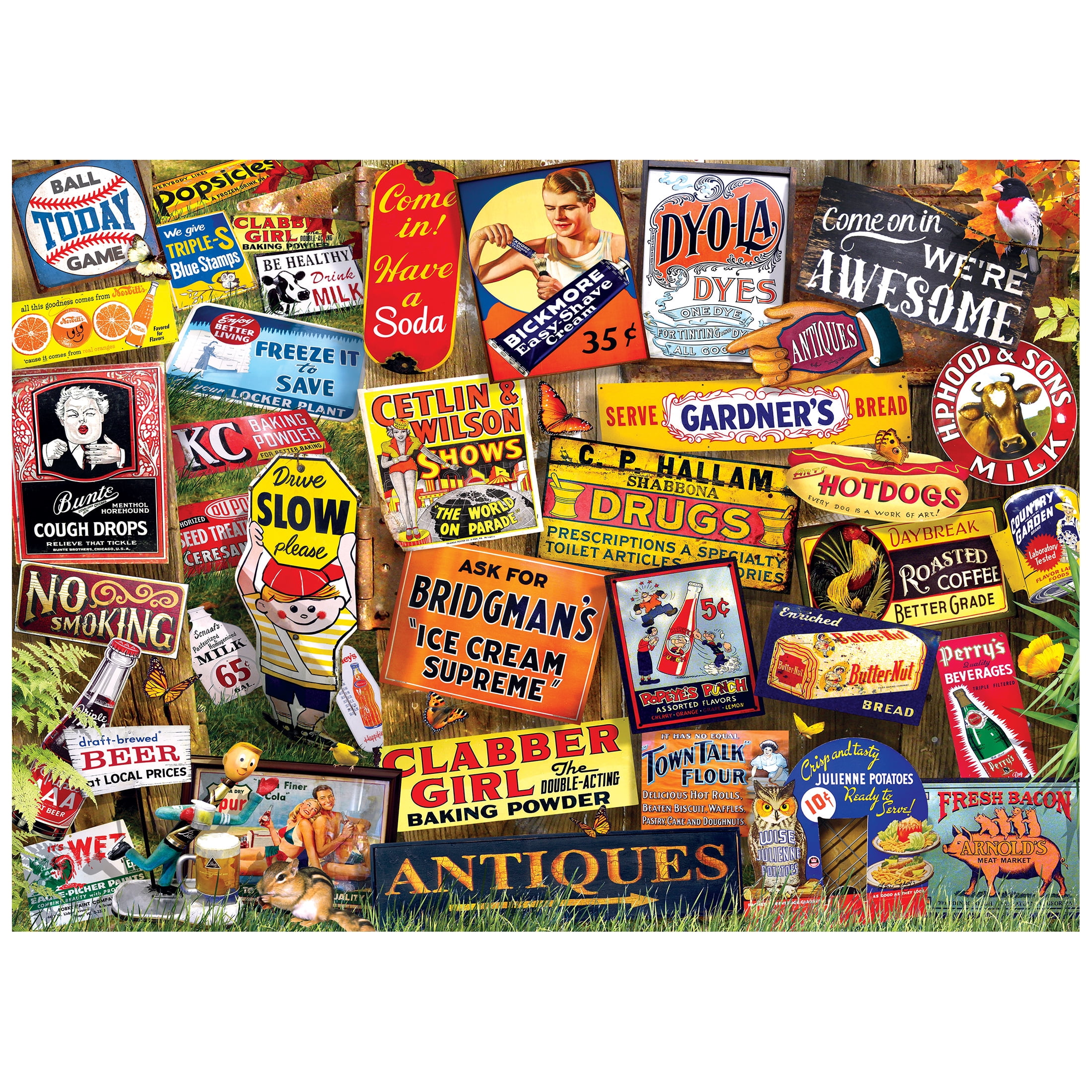 RoseArt - Kodak Cork 1000 pieces -Antique Signs - Adult Interlocking Puzzle
