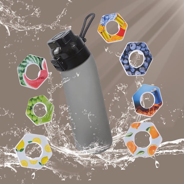 Botella de 700 ml, juego de botella de agua actualizada con pajita para beber de 7 cápsulas, botella de agua para exteriores