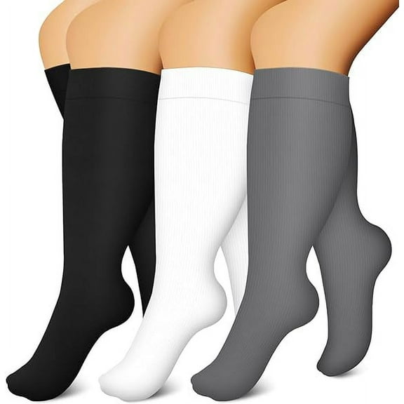 Plus Size Compression Socks for Women-3 pairs Wide Calf Knee High Compression Socks Support for Circulation,XXL