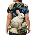 thumbnail image 4 of Easter Scrubs for Women Cute Y2k V Neck Short Sleeve Nursing Uniform Nurse Bunny Egg Printed T-Shirts Soft Stretch 2026 Plus Size Blouses Tops, #01 Navy XXL, 4 of 5